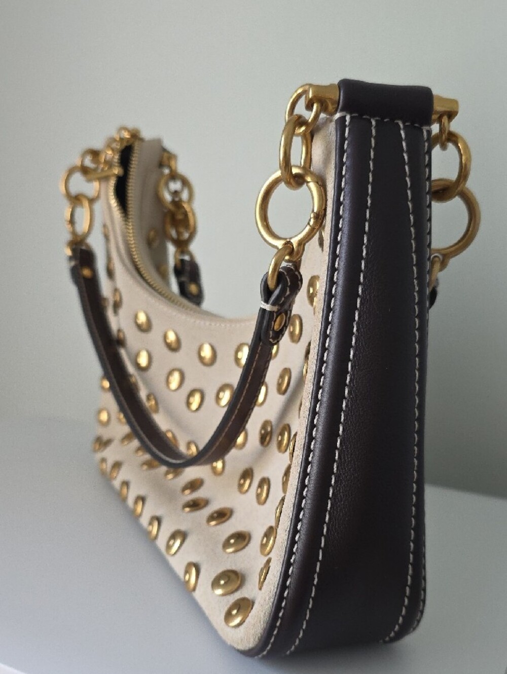 Tory Burch 151 Mercer Studded Suede Crescent Shoulder Bag - Picture 5 of 5